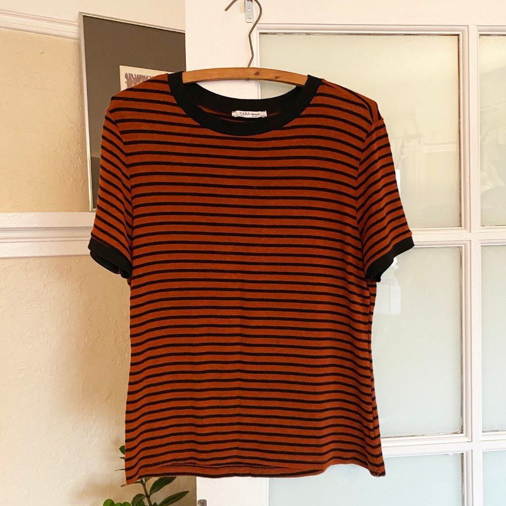 Rust and black striped shirt